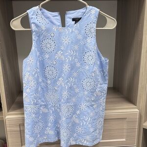 Ann Taylor Light Blue Sleeveless Eyelet Floral Shift Dress for Girls